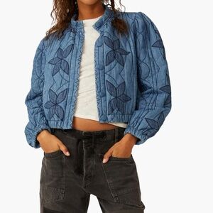 Free People Quinn Quilted Cotton Denim Jacket Size Small
